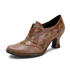 Vintage Handmade Women's Leather Floral Heels