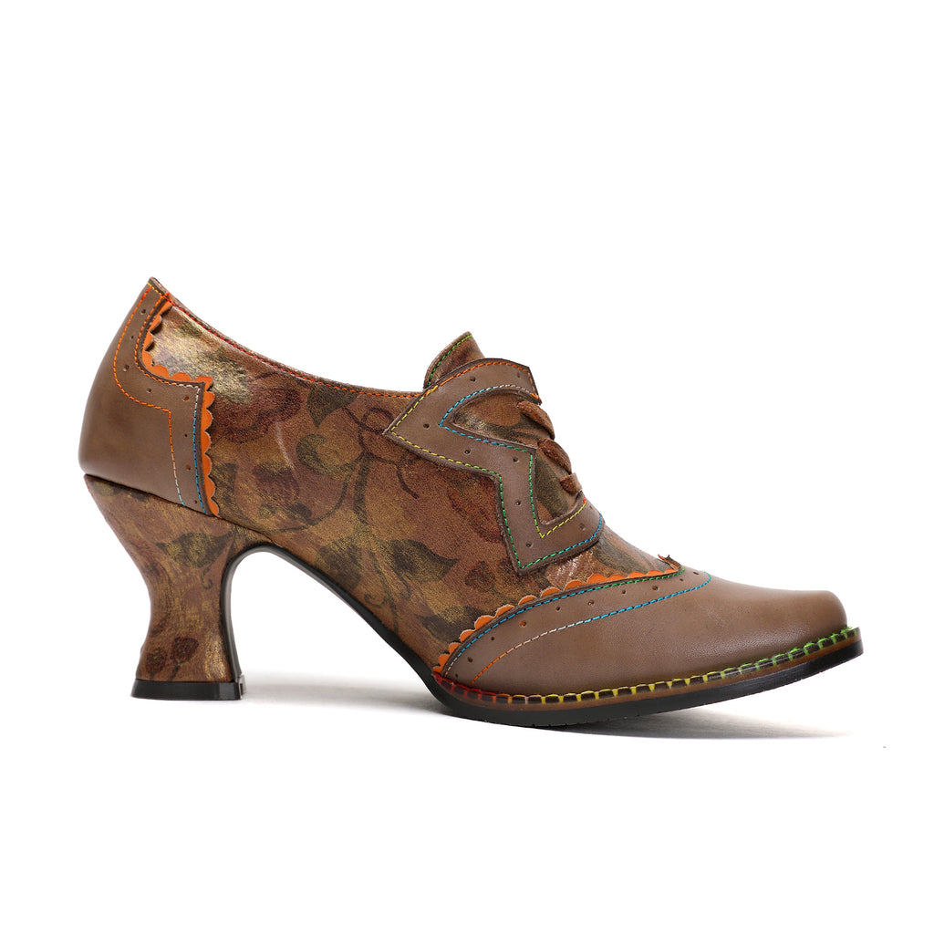 Vintage Handmade Women's Leather Floral Heels