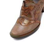 Vintage Handmade Women's Leather Floral Heels