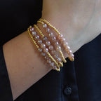 Gilded Gold Beaded Bracelets-Row, Sunstone