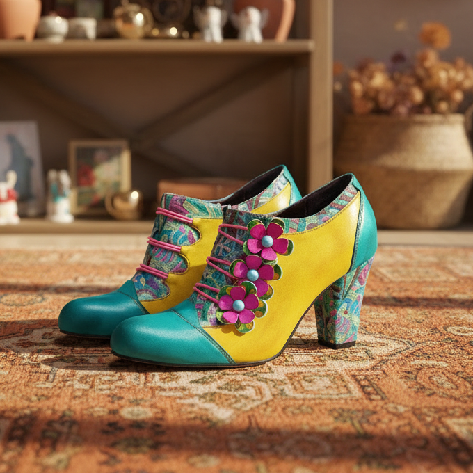 Vintage Handmade Bohemian Graffiti Pumps