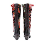 Handmade Leather Embossed Patchwork Adjustable Boots