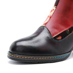Handmade Leather Embossed Patchwork Adjustable Boots