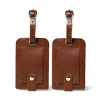 Dark Brown Leather Luggage Tags Set