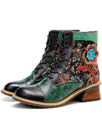 Vintage Handmade Floral Ankle Boots