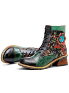 Vintage Handmade Floral Ankle Boots