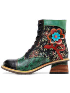 Vintage Handmade Floral Ankle Boots