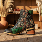 Vintage Handmade Floral Ankle Boots