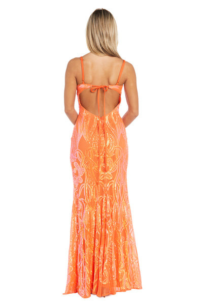 Morgan & Co 1745 Irredescent Shimmery Orange Sequin Prom Dress - LADYBIRD LAUGH