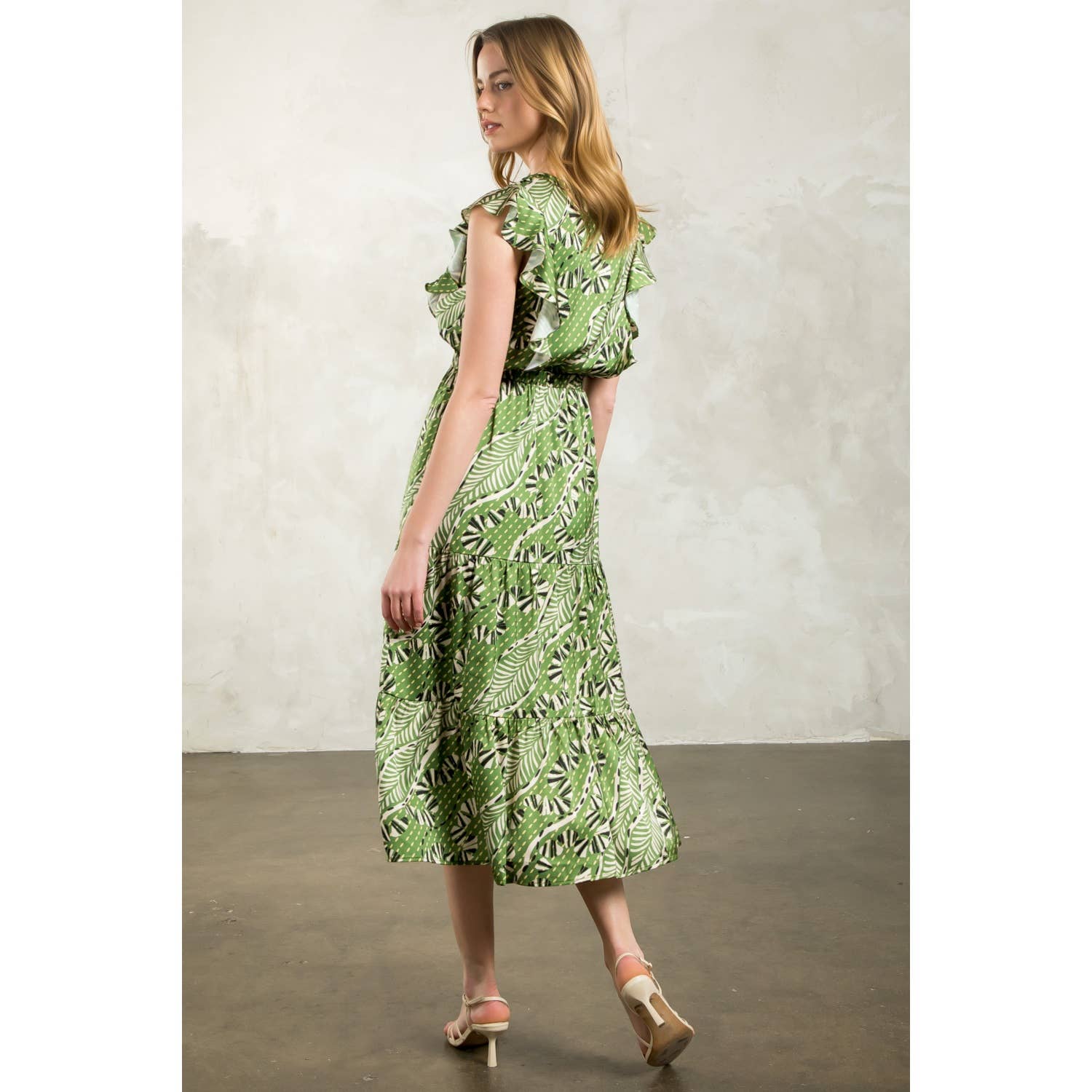 Gwen - Flutter Sleeve Print Tiered Dress
