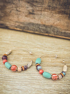 Bohemian Colorful Beaded Stone Hoop Earrings