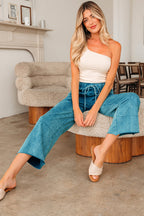 Amirah Raw Hem Patched Pants