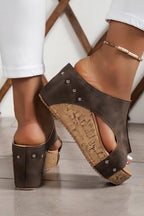 Skylar Pu Leather Wedge Slippers