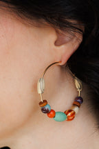 Bohemian Colorful Beaded Stone Hoop Earrings