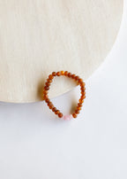 Raw Cognac Baltic Amber + Raw Rose Quartz || Adult Bracelet