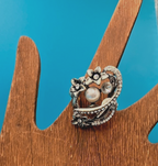 Silver Floral Ring with Pearl and Crystal - LADYBIRD LAUGH