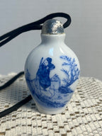 Limoges - Chinese blue and white snuff bottle necklace - LADYBIRD LAUGH