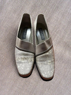 Vintage Prevata Tan Snakeskin Pumps | Square Heel Retro Shoes Womens 8N