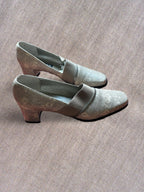 Vintage Prevata Tan Snakeskin Pumps | Square Heel Retro Shoes Womens 8N