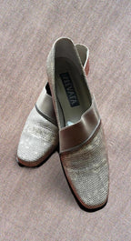 Vintage Prevata Tan Snakeskin Pumps | Square Heel Retro Shoes Womens 8N