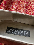 Vintage Prevata Tan Snakeskin Pumps | Square Heel Retro Shoes Womens 8N