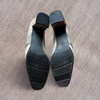 Vintage Prevata Tan Snakeskin Pumps | Square Heel Retro Shoes Womens 8N