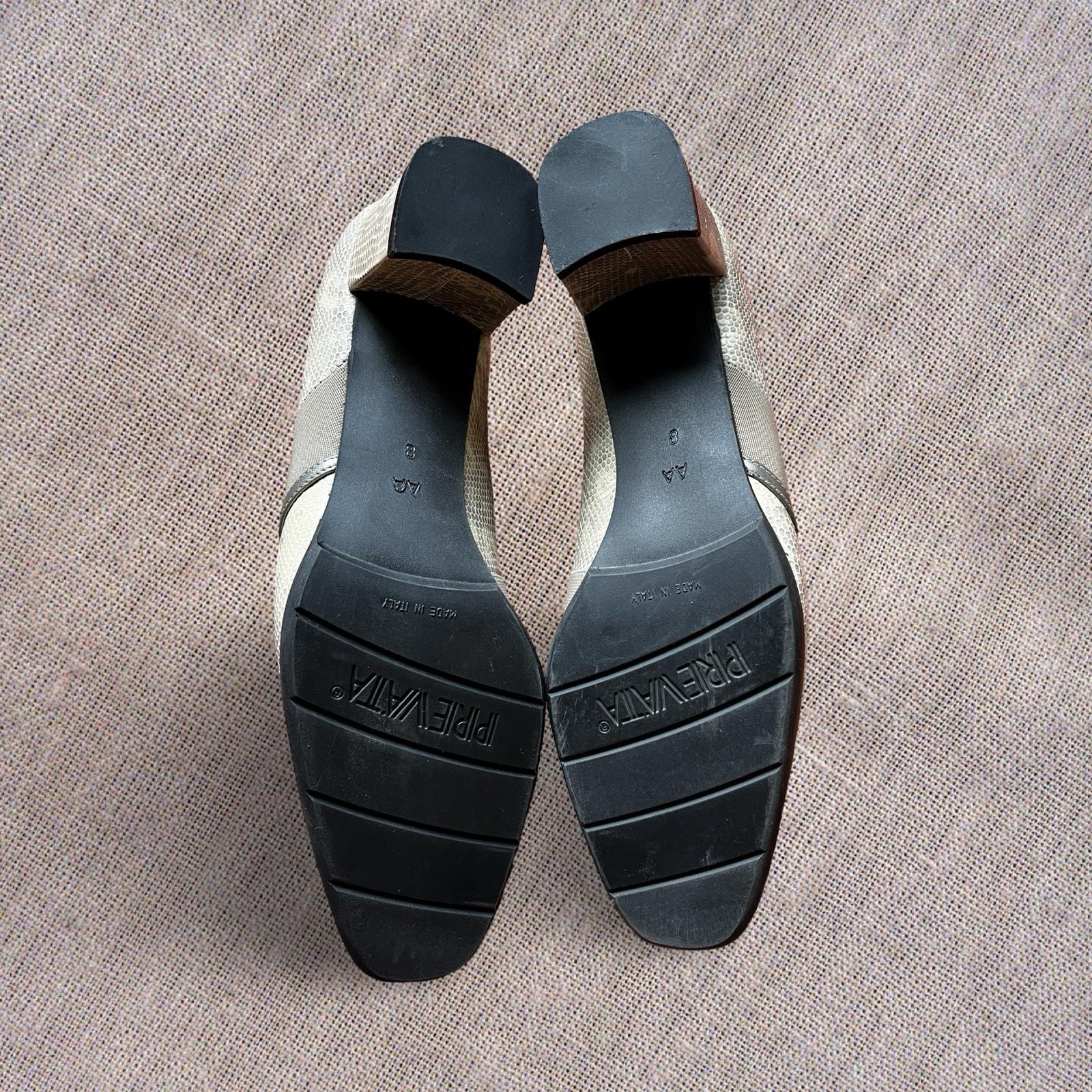 Vintage Prevata Tan Snakeskin Pumps | Square Heel Retro Shoes Womens 8N