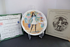 Limoges plate "Brigitte in Mini-skirt, the Liberated woman 1965"