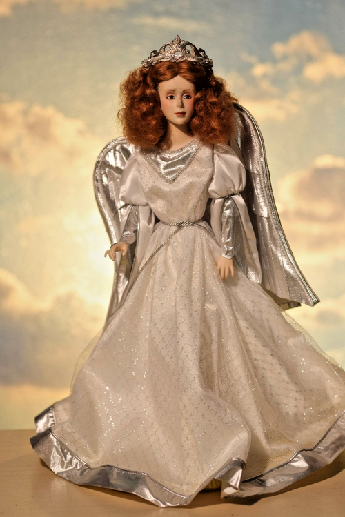 Franklin Mint Heirloom Doll "The Heralding Angel, 1988" - LADYBIRD LAUGH