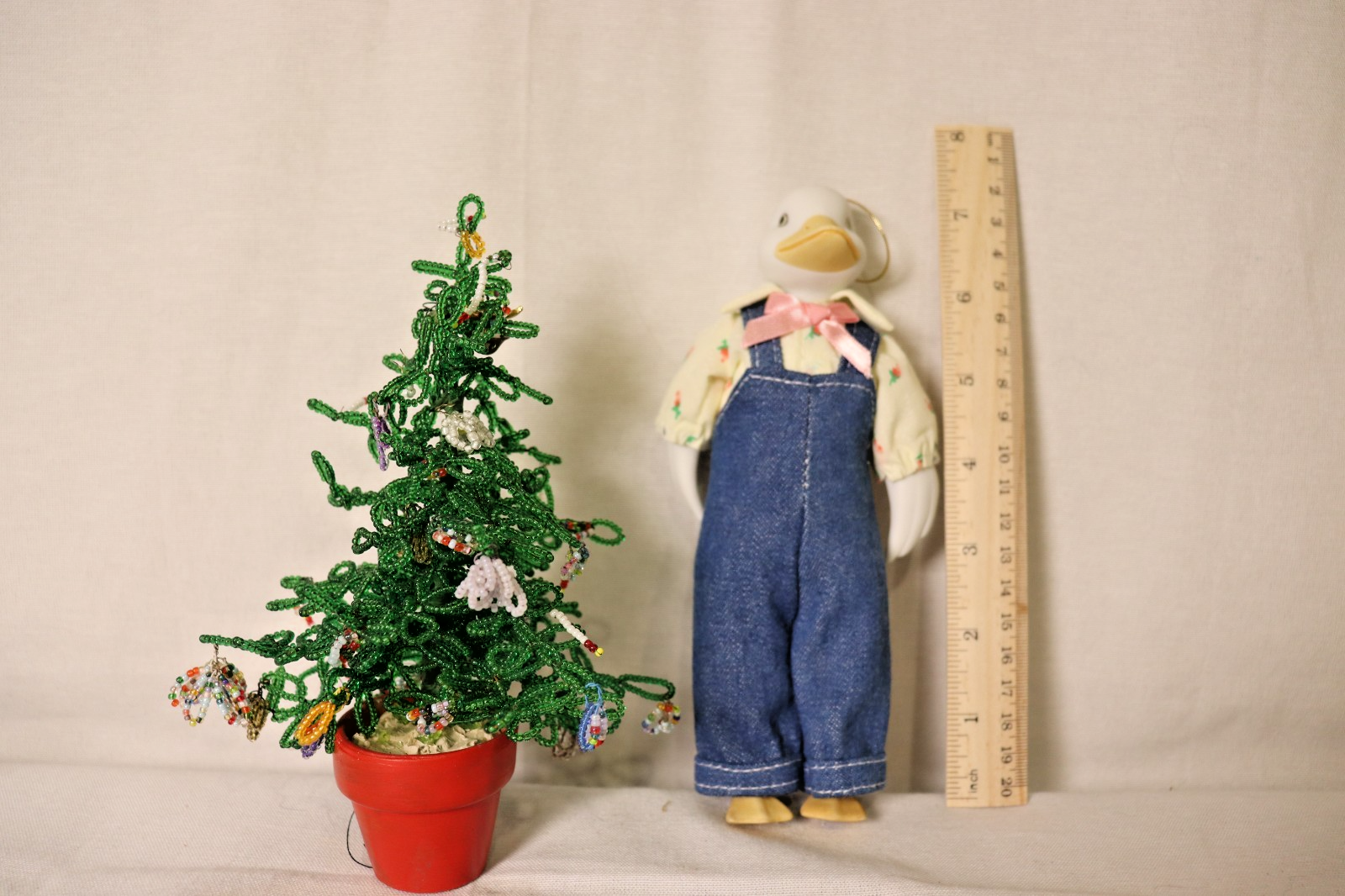 Vintage Silvestri's Papa duck christmas ornament dressed in overalls - LADYBIRD LAUGH
