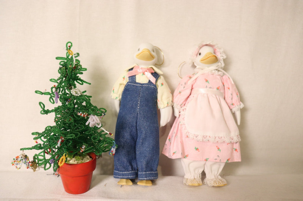 Vintage Silvestri's Papa duck christmas ornament dressed in overalls - LADYBIRD LAUGH