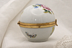 Limoges, France Artoria Round Trinket box with butterflies, moths, flowers - LADYBIRD LAUGH