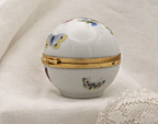 Limoges, France Artoria Round Trinket box with butterflies, moths, flowers - LADYBIRD LAUGH
