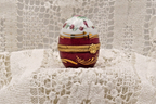 Limoges, France. Artoria. Egg shaped trinket box with roses - LADYBIRD LAUGH