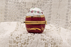 Limoges, France. Artoria. Egg shaped trinket box with roses - LADYBIRD LAUGH