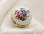 Limoges, France Artoria Round Trinket box with butterflies, moths, flowers - LADYBIRD LAUGH