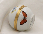 Limoges, France Artoria Round Trinket box with butterflies, moths, flowers - LADYBIRD LAUGH