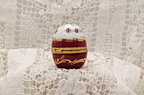 Limoges, France. Artoria. Egg shaped trinket box with roses - LADYBIRD LAUGH