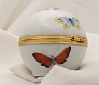 Limoges, France Artoria Round Trinket box with butterflies, moths, flowers - LADYBIRD LAUGH