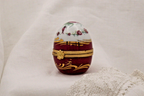 Limoges, France. Artoria. Egg shaped trinket box with roses - LADYBIRD LAUGH