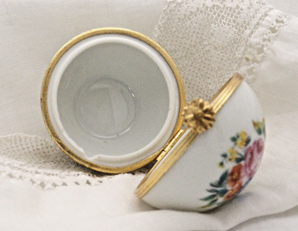 Limoges, France Artoria Round Trinket box with butterflies, moths, flowers - LADYBIRD LAUGH