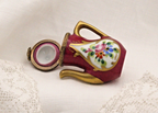 Limoges, France Peint Main Signed Burgundy Coffee Pot Flower Motif Gold Guilt - LADYBIRD LAUGH