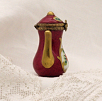 Limoges, France Peint Main Signed Burgundy Coffee Pot Flower Motif Gold Guilt - LADYBIRD LAUGH