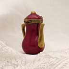 Limoges, France Peint Main Signed Burgundy Coffee Pot Flower Motif Gold Guilt - LADYBIRD LAUGH