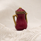 Limoges, France Peint Main Signed Burgundy Coffee Pot Flower Motif Gold Guilt - LADYBIRD LAUGH