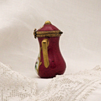 Limoges, France Peint Main Signed Burgundy Coffee Pot Flower Motif Gold Guilt - LADYBIRD LAUGH