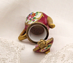 Limoges, France Peint Main Signed Burgundy Coffee Pot Flower Motif Gold Guilt - LADYBIRD LAUGH