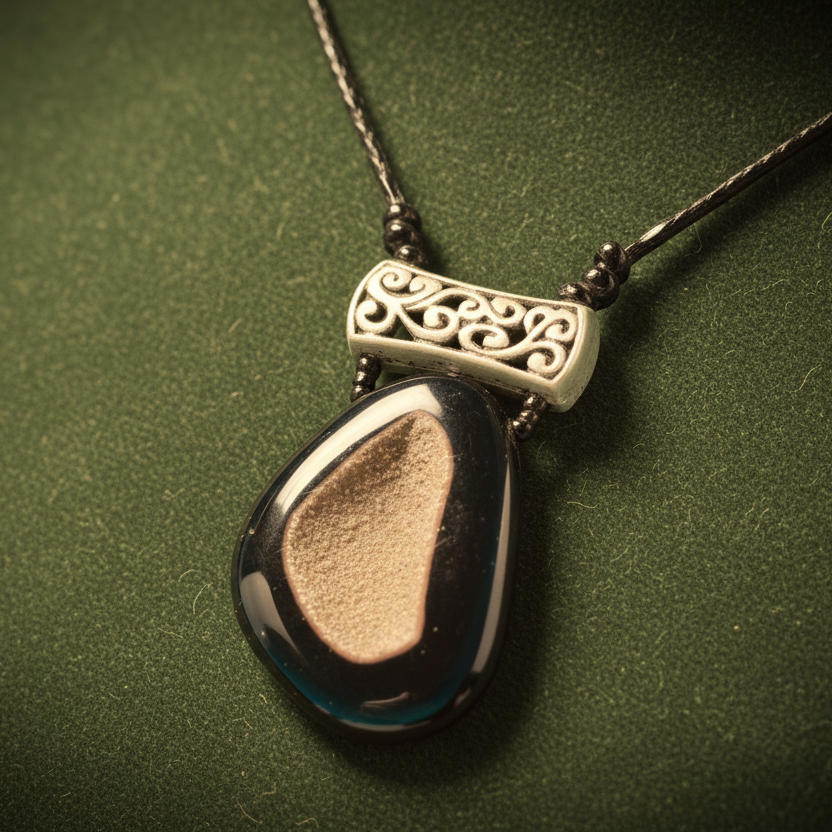 Necklace with a black pendant