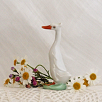 Cheeky white Runner Duck - Herend Hungary Hand Painted - LADYBIRD LAUGH