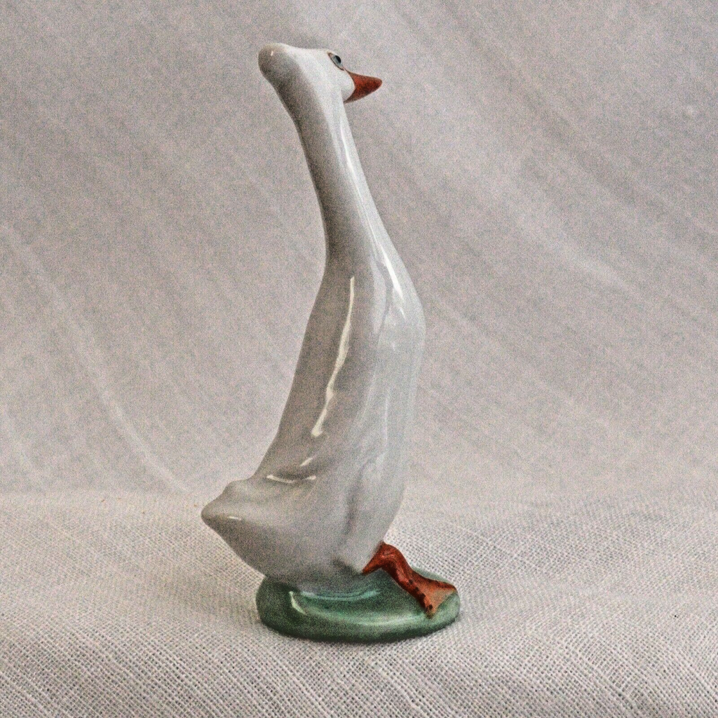 Cheeky white Runner Duck - Herend Hungary Hand Painted - LADYBIRD LAUGH